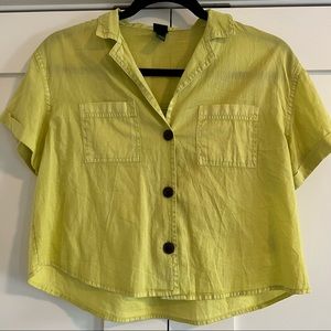 Wild Fable Green Linen Crop button up